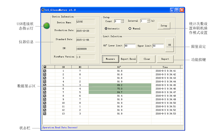 光澤度計軟件顯示界面 光澤度計軟件顯示界面